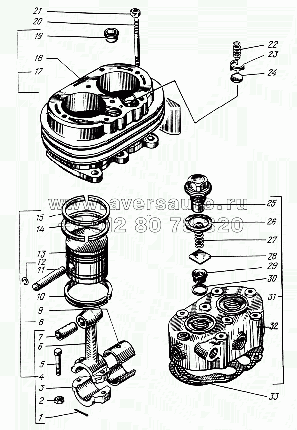Головка и блок цилиндров компрессора