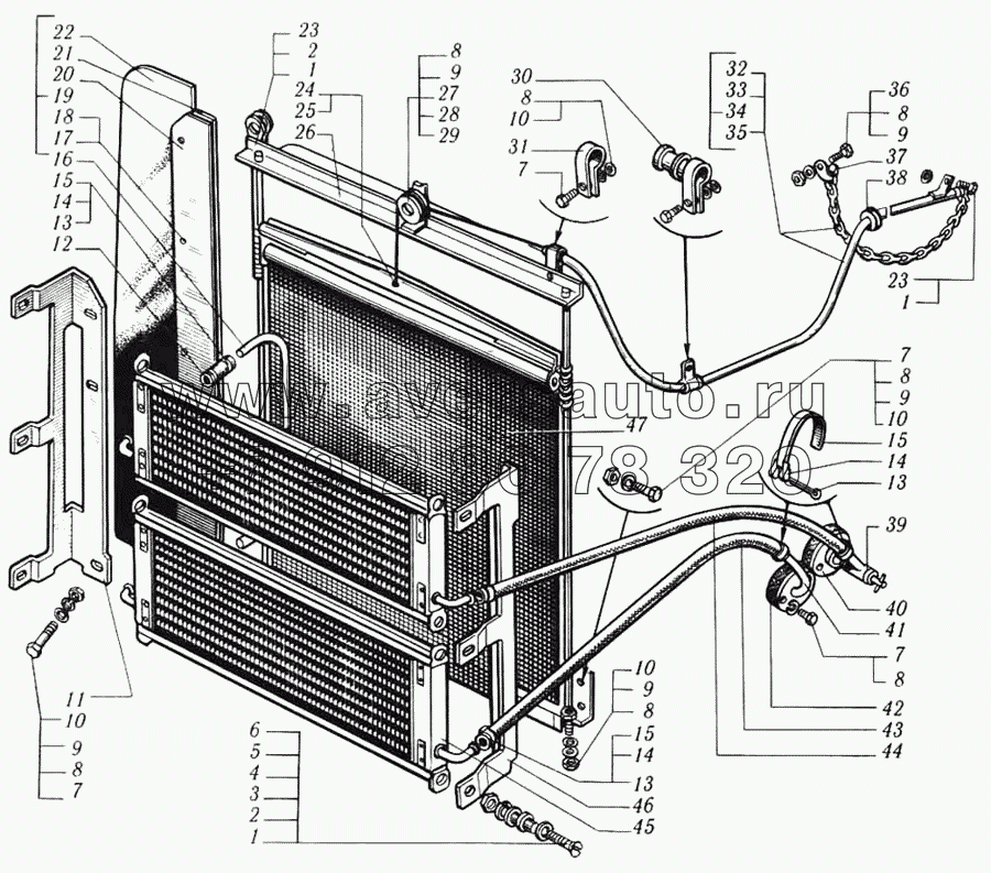 Шторка радиатора с масляными радиаторами и привод шторки