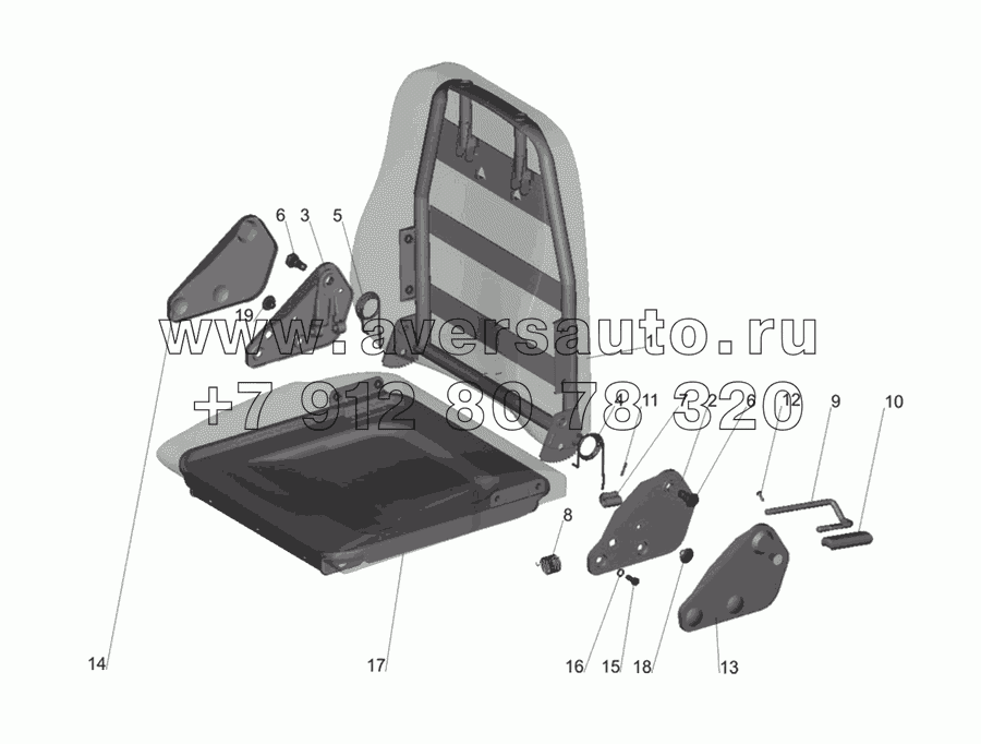 Подушка и спинка сидения водителя 6430-6800012 (пассажира 6430-6810012)