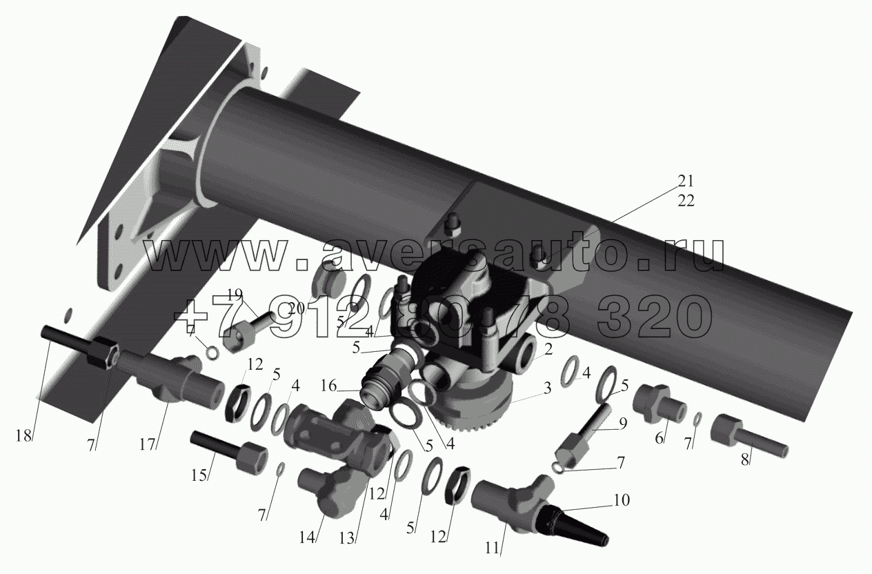 Крепление клапана ускорительного 4370-3518004 и присоединительной арматуры