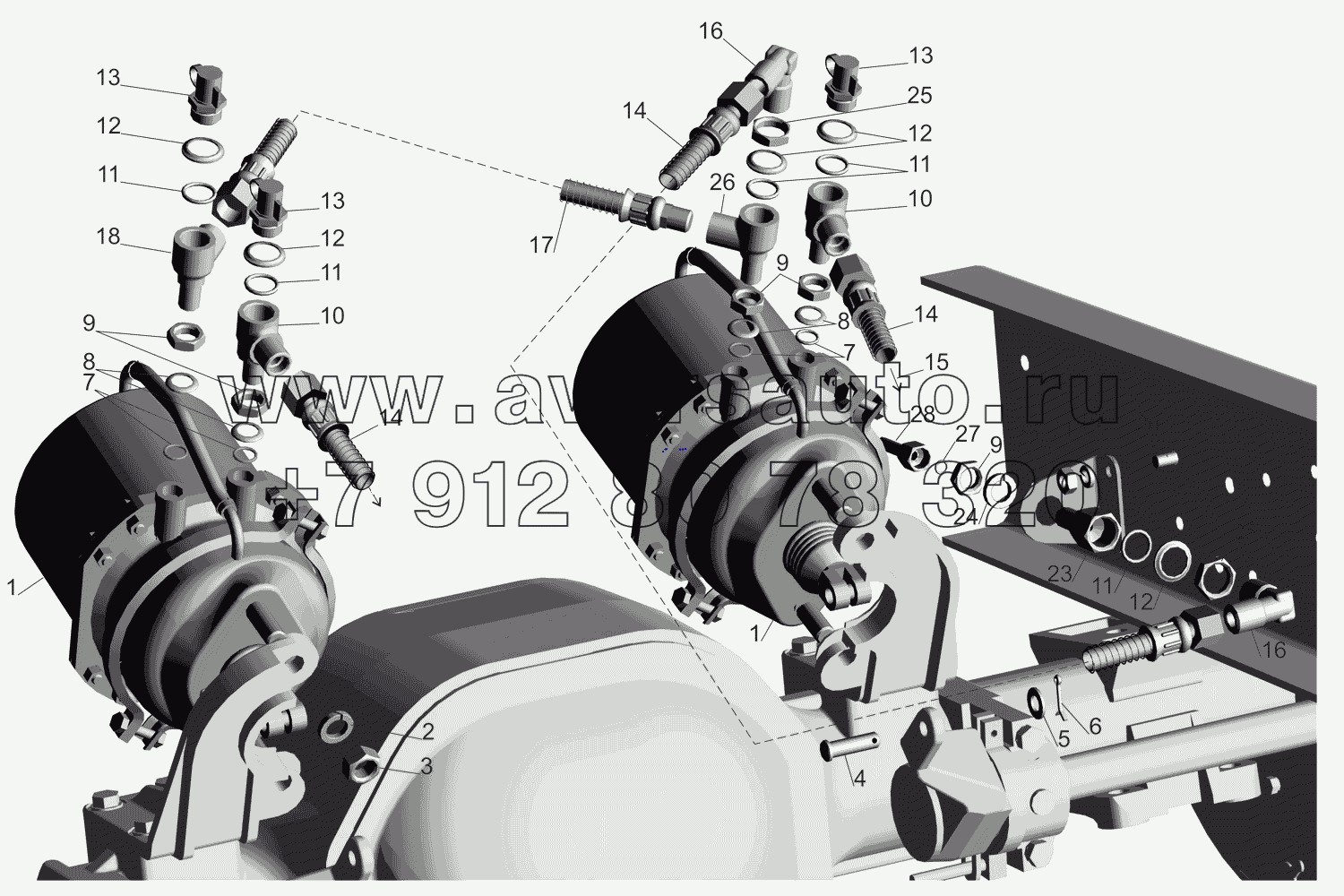 Установка задних тормозных камер 437141-3519002