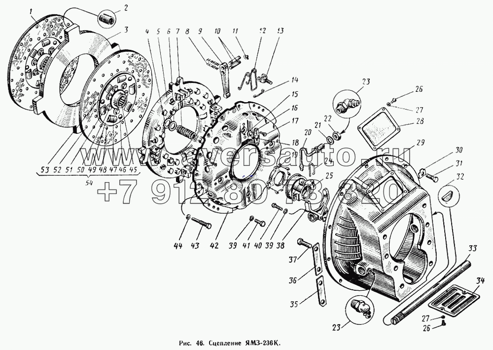 Сцепление ЯМЗ-236К (устанавливается на двигатель с маховиком 236-1005120-Е)