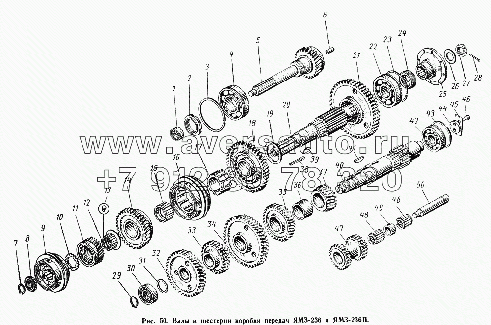 Валы и шестерни коробки передач ЯМЗ-236 и ЯМЗ-236П