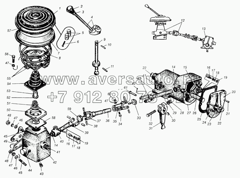 Рычаг и механизмы переключения передач автомобиля МАЗ-504В