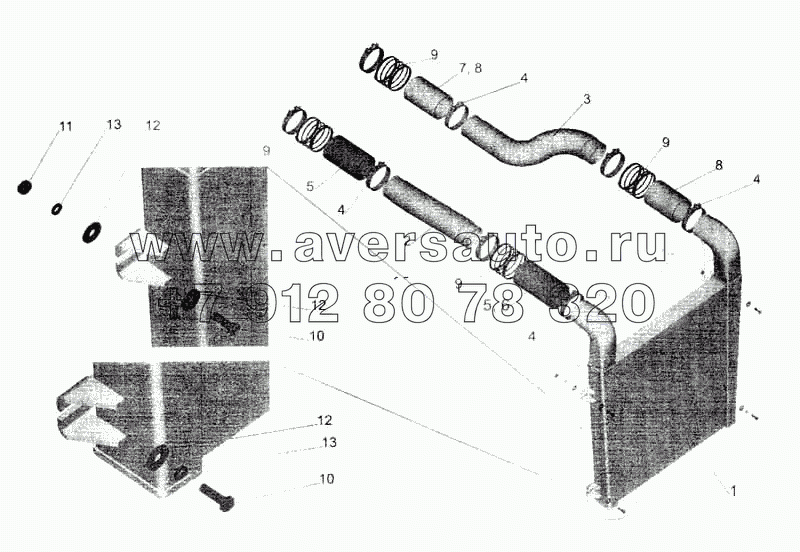 Система охлаждения наддувочного воздуха на МАЗ-533605, МАЗ-533603, МАЗ-533602, МАЗ-630305, МАЗ-630303, МАЗ-533702