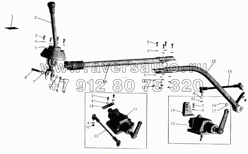 Установка привода управления коробкой передач на МАЗ-533602, МАЗ-533702