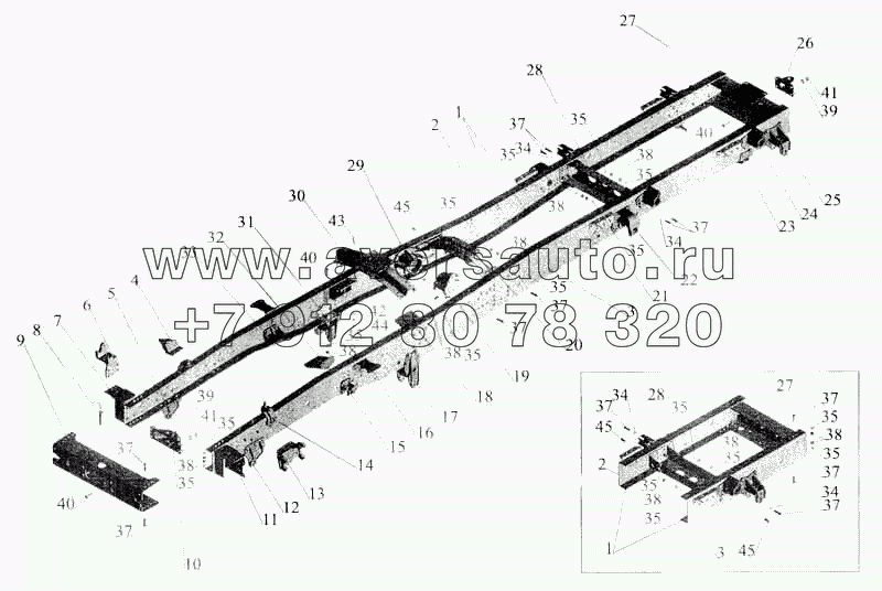 Рама шасси МАЗ-533702 под комплектацию специального оборудования