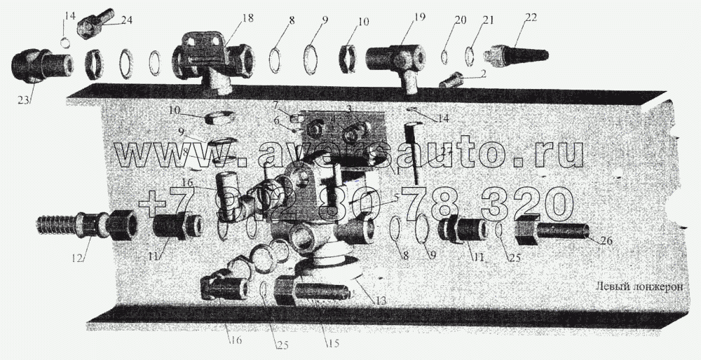 Установка ускорительного клапана и присоединительной арматуры на МАЗ-630303, МАЗ-630305