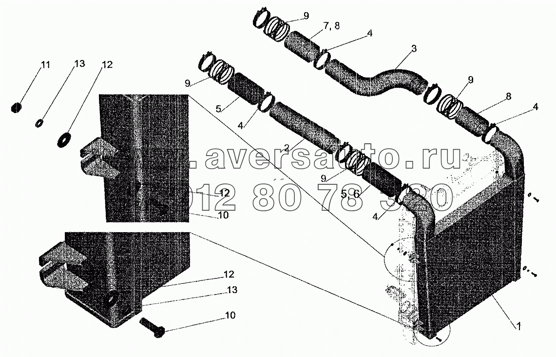 Система охлаждения наддувочного воздуха на МАЗ-533605, МАЗ-533603, МАЗ-533602, МАЗ-630305, МАЗ-630303, МАЗ-533702