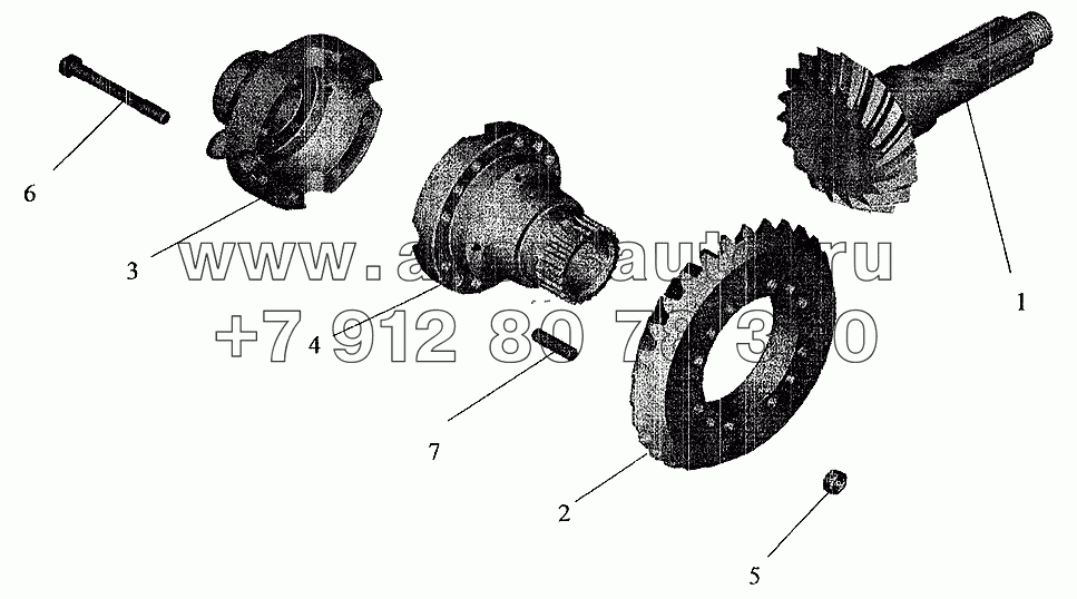 Редуктор заднего моста. Шестерни ведущая и ведомая (комплект для запчастей)