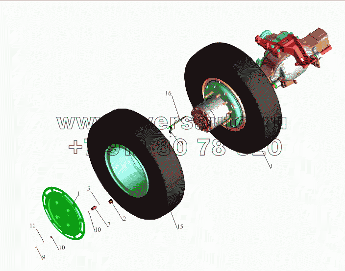 Установка задних колес 5516-3100002-730, 5516-3100002-030