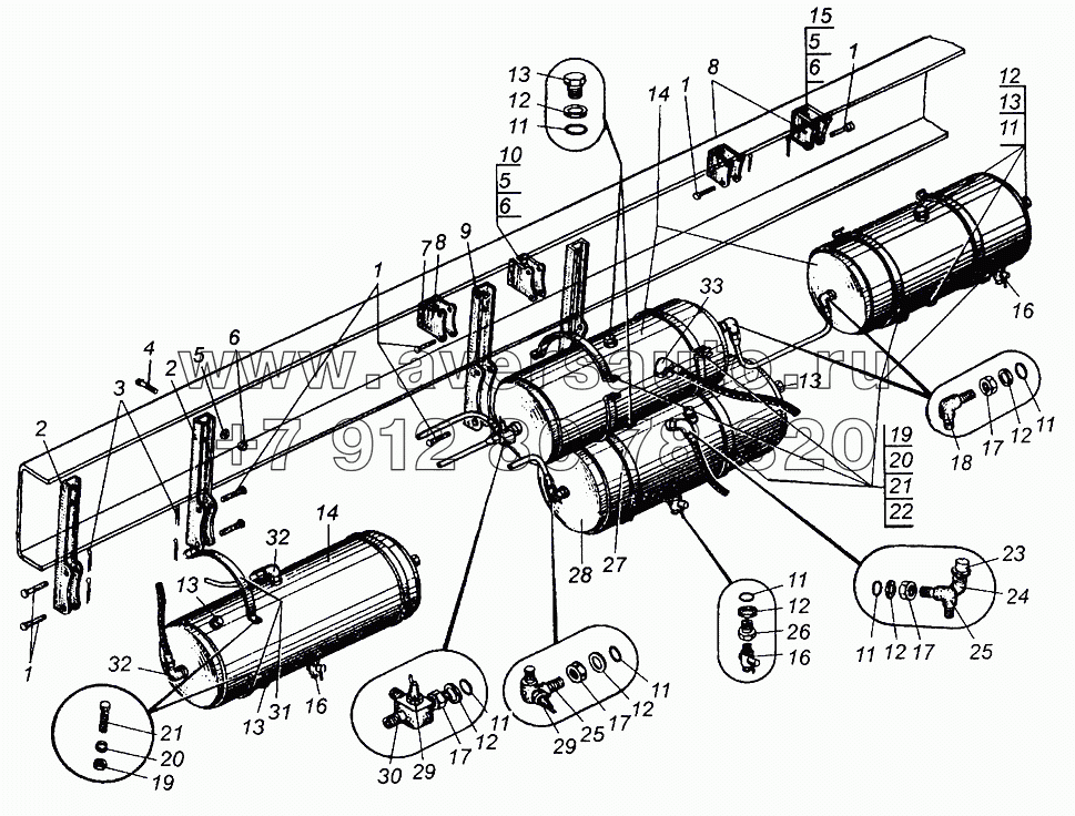 Крепление воздушных баллонов МАЗ-509А