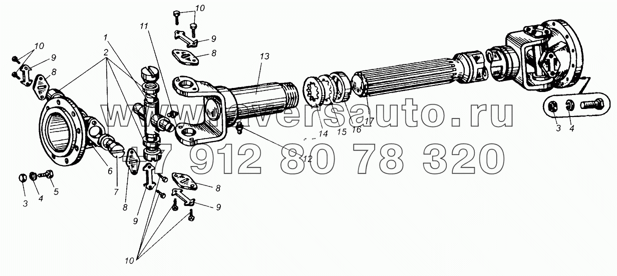 Вал карданный МАЗ-5335, МАЗ-5549, МАЗ-5429, МАЗ-504В