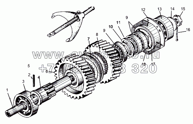 Вал промежуточный 543-1731074-30