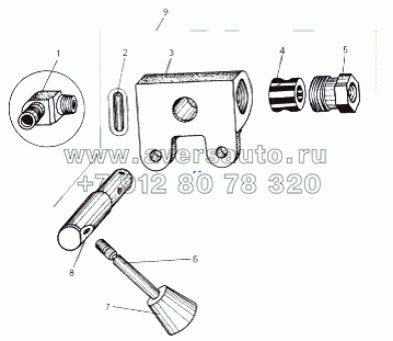 Кран тормозной дополнительный с арматурой 543-3537006