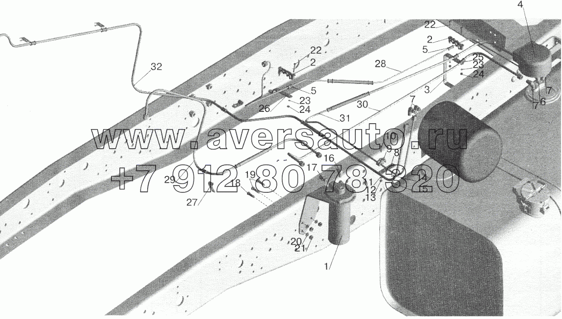 Установка топливопроводов МАЗ-642205, 543205 (с подогревателем)