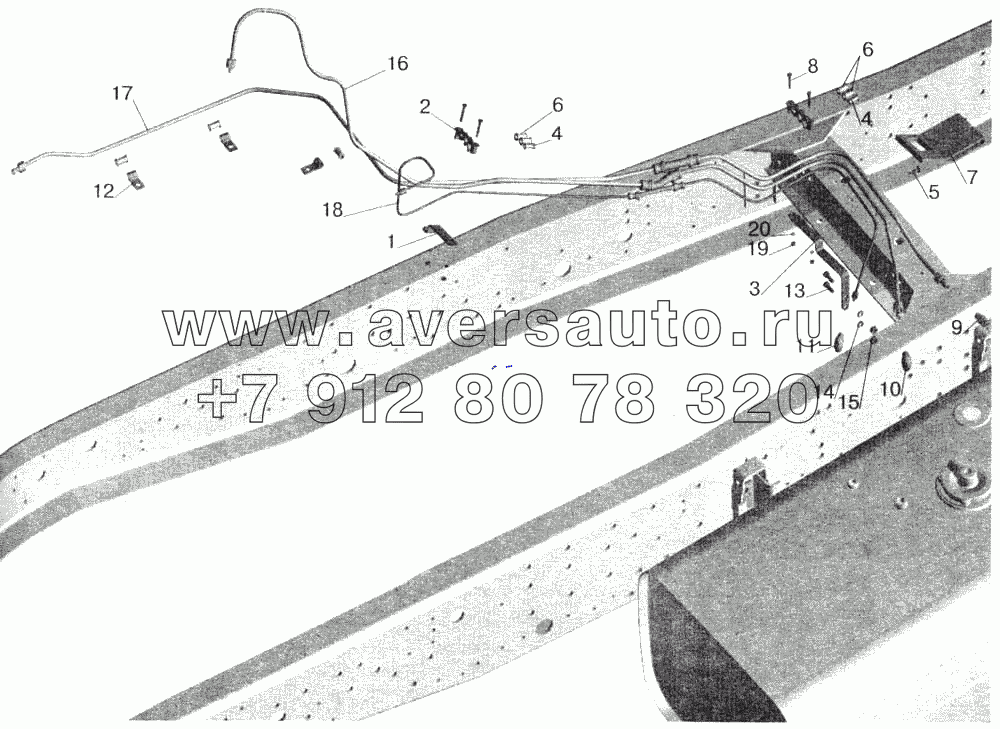 Установка топливопроводов МАЗ-543203, 543202 (без подогревателя)