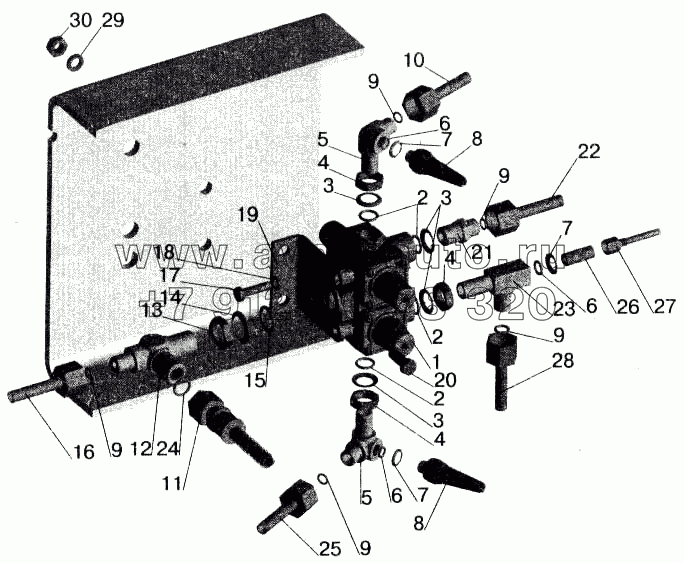 Крепление четырехконтурного клапана МАЗ-551605, 551603