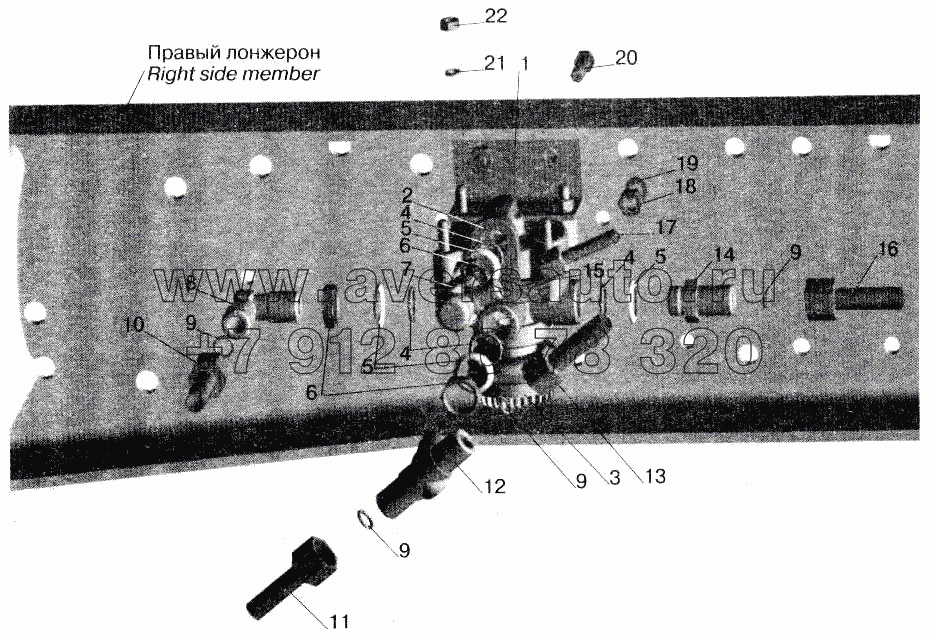 Установка ускорительного клапана и присоединительной арматуры МАЗ-642208, 642205