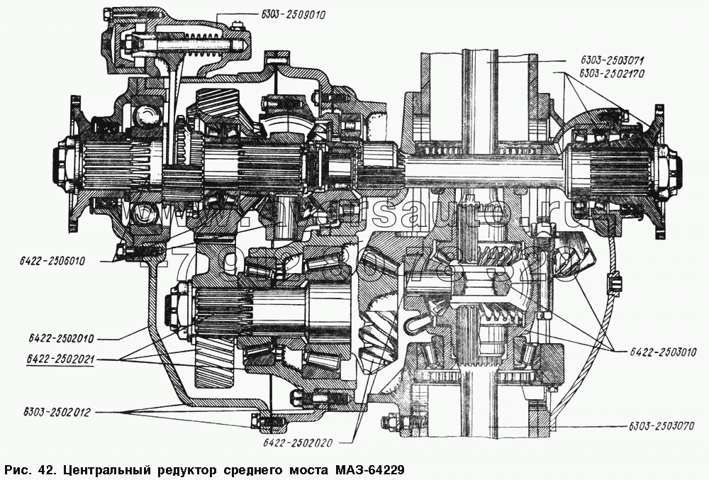 Центральный редуктор среднего моста МАЗ-64229
