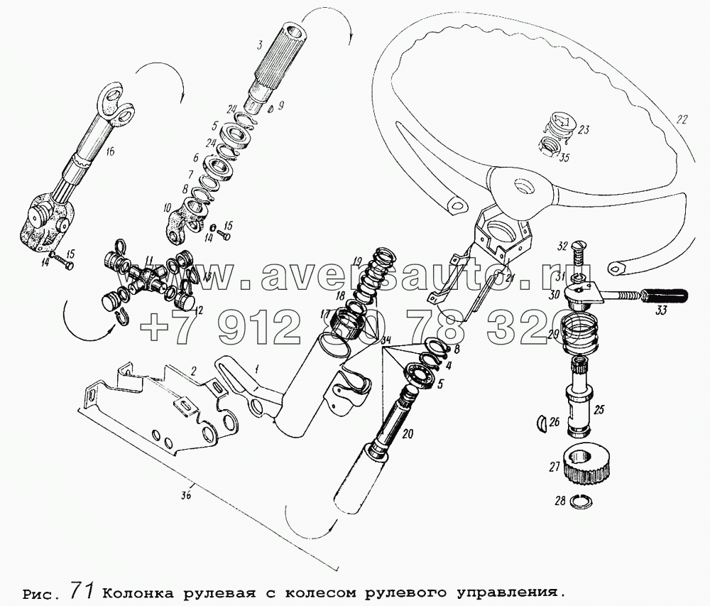 Колонка рулевая с колесом рулевого управления