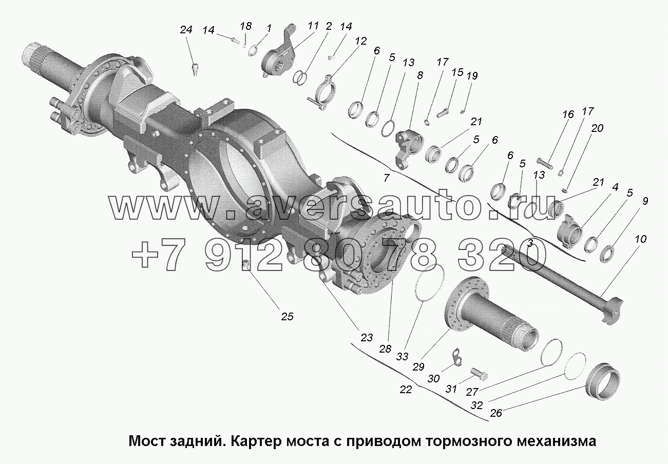 Мост задний. Картер моста с приводом тормозного механизма