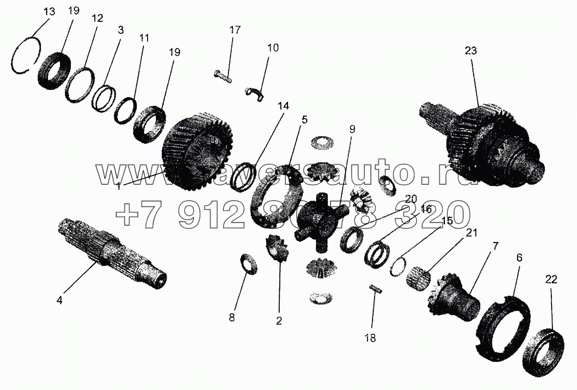 Редуктор среднего моста. Дифференциал межосевой