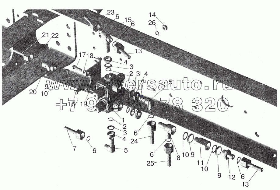 Крепление четырехконтурного клапана МАЗ-555102