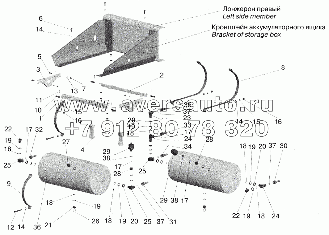 Установка ресивера и присоединительной арматуры на МАЗ-642208, 642205
