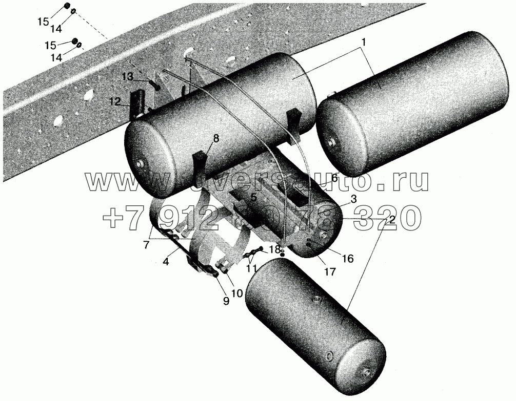 Установка ресиверов МАЗ-561605, 561603