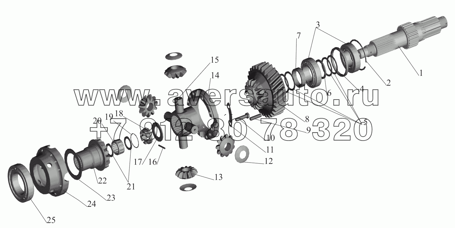 Редуктор среднего моста. Дифференциал межосевой