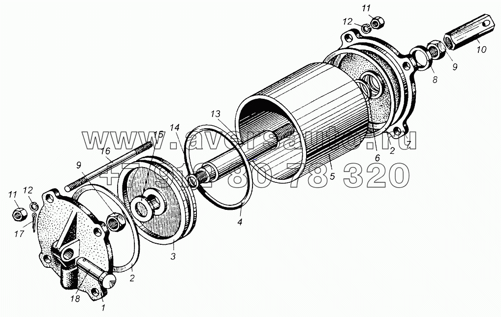 Цилиндр запора заднего борта МАЗ-5549