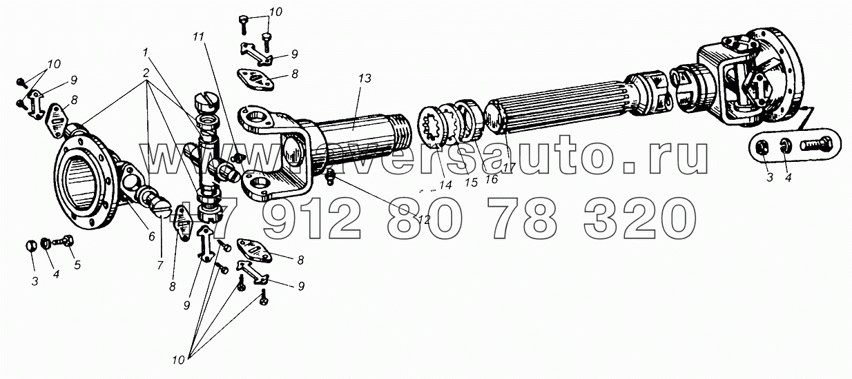 Вал карданный МАЗ-5335, МАЗ-5549, МАЗ-5429, МАЗ-504В