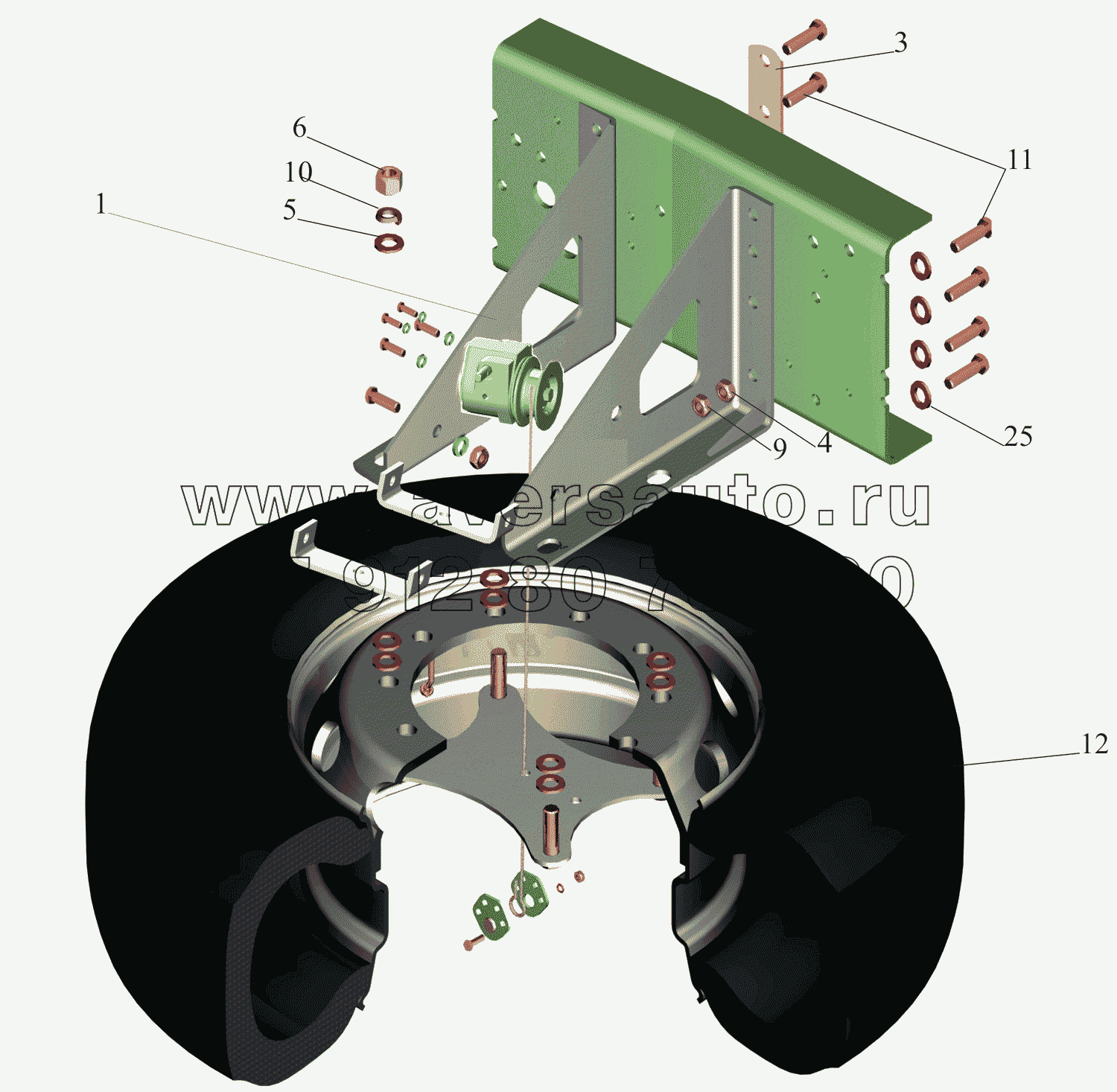 Установка запасного колеса 555003-3100001, -700, -710, -712