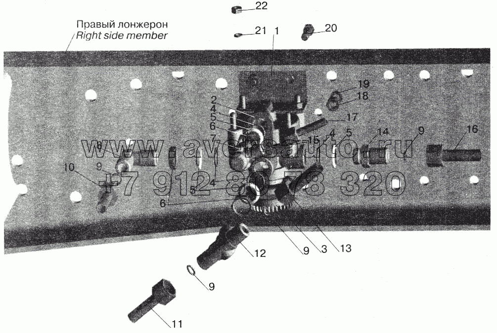 Установка ускорительного клапана и присоединительной арматуры МАЗ-642208, 642205