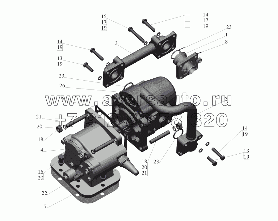 Установка коробки отбора мощности и насоса 555142-8600007