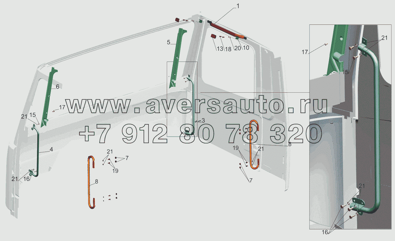 Установка поручней в кабине 6430-8200030