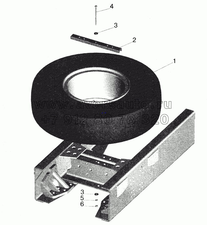 Установка запасного колеса МАЗ-551605 (5516-3100001-30)