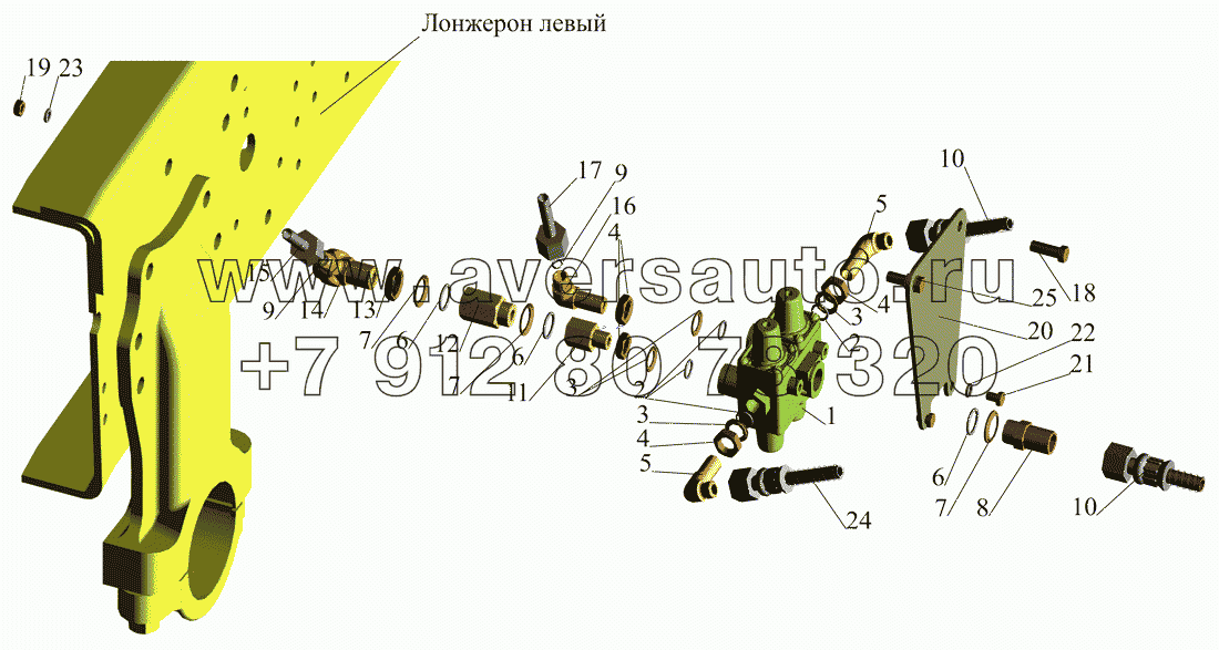 Крепление четырехконтурного клапана МАЗ-642505 (220,221), 642508 (220,221)