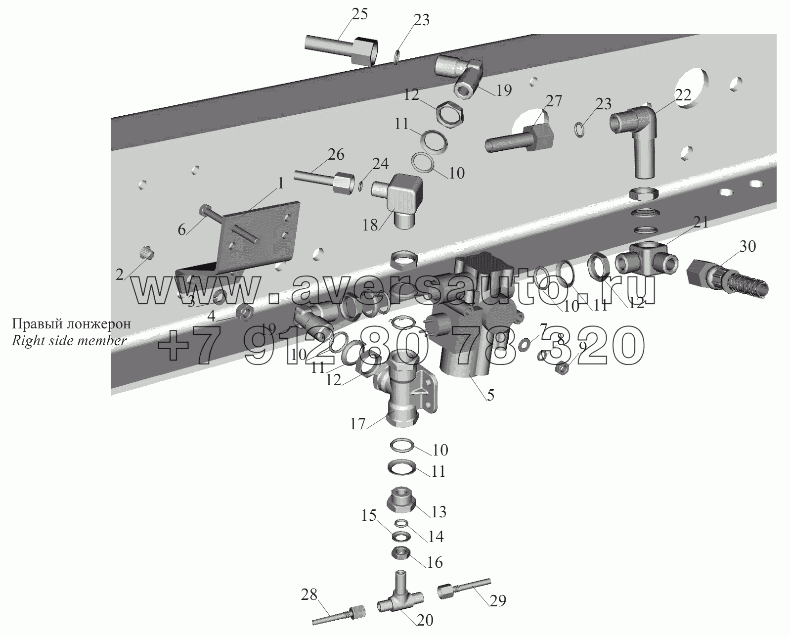 Установка задних модуляторов и присоединительной арматуры (правый лонжерон)