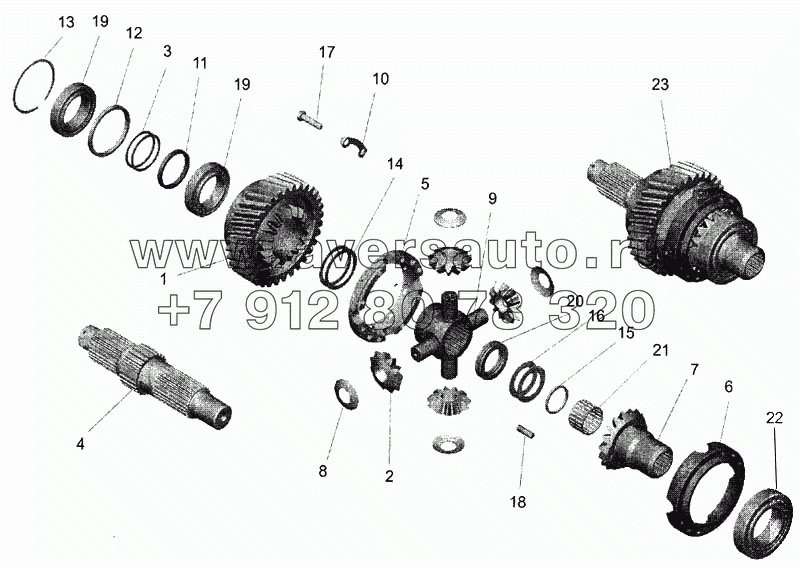 Редуктор среднего моста. Дифференциал межосевой