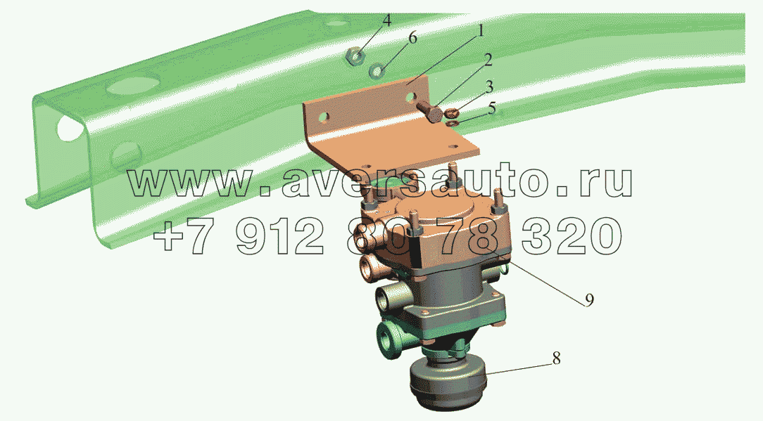 Установка клапана управления тормозами прицепа 54401-3522005