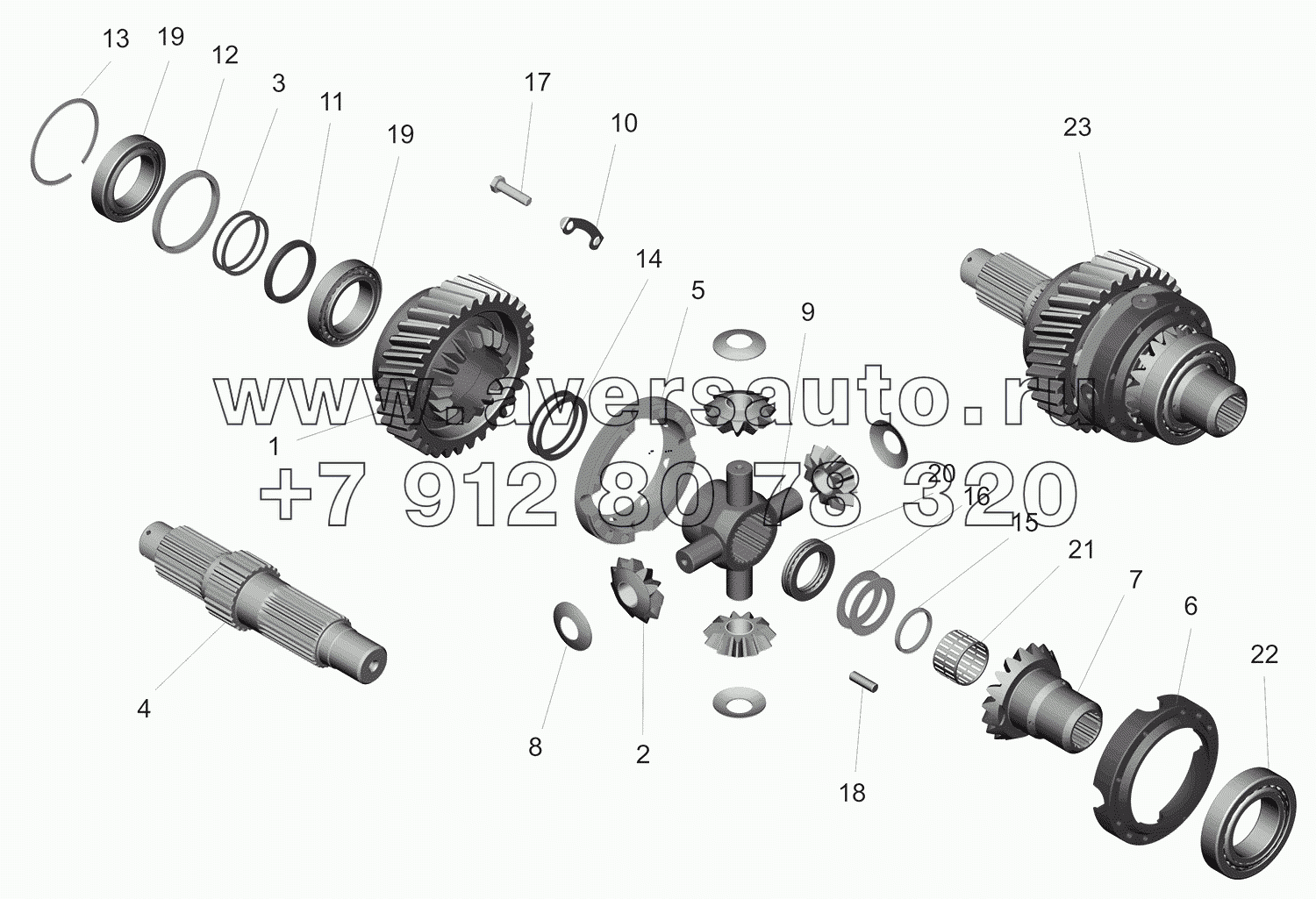 Редуктор среднего моста. Дифференциал межосевой