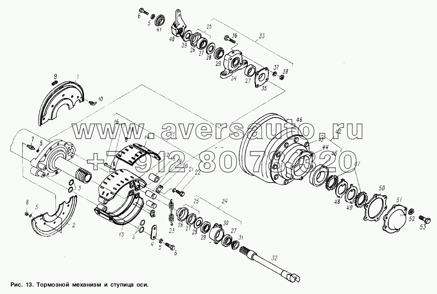 Тормозной механизм и ступица оси