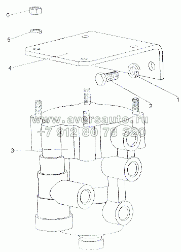 Установка клапана управления тормозами прицепа с двухпроводным приводом