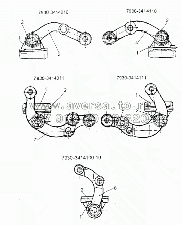 Кронштейн с рычагом 7930-3414010, 7930-3414011, 7930-3414100-10