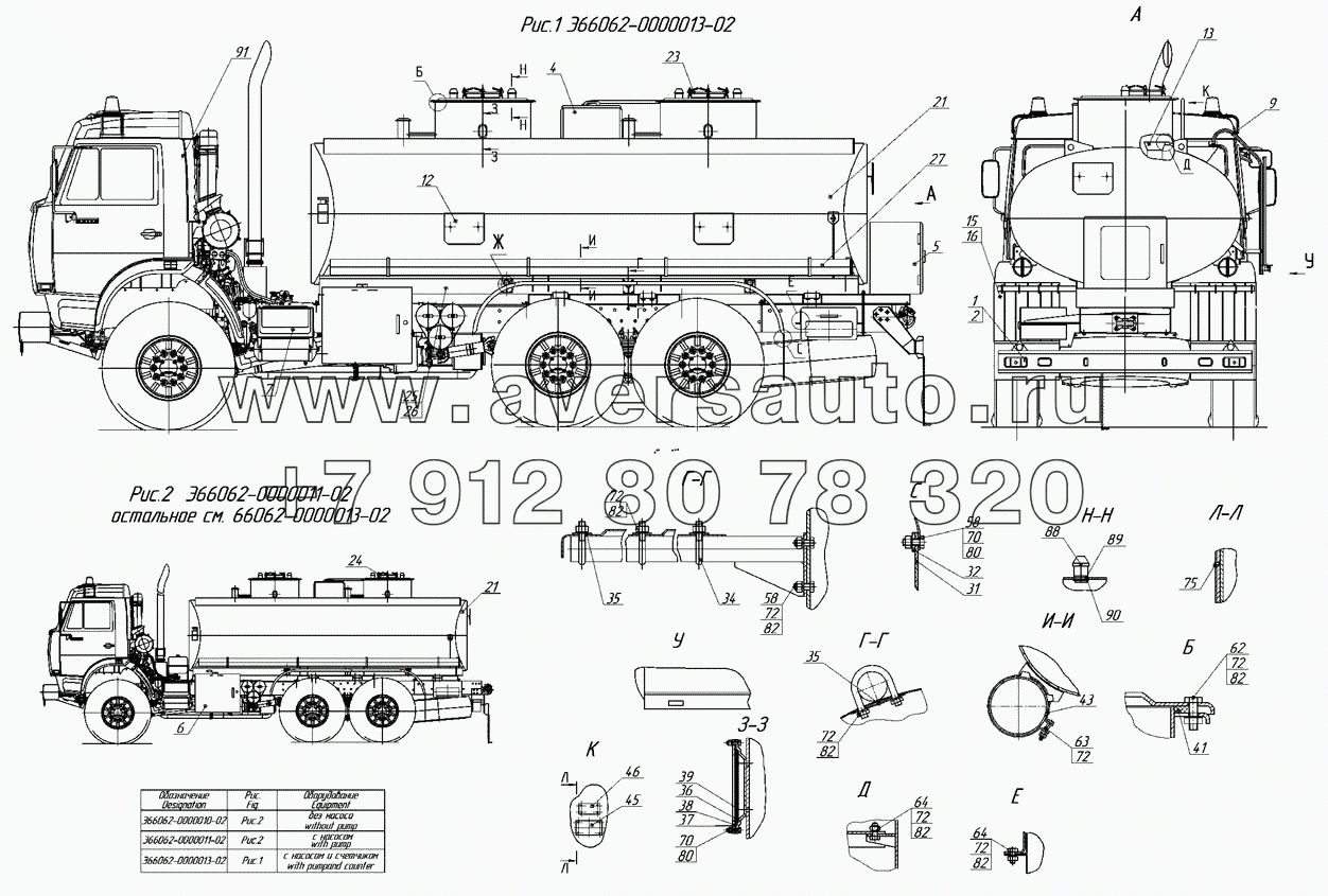 Э66062-0000013-02, Э66062-0000011-02, Э66062-0000010-02 Автоцистерна транспортная