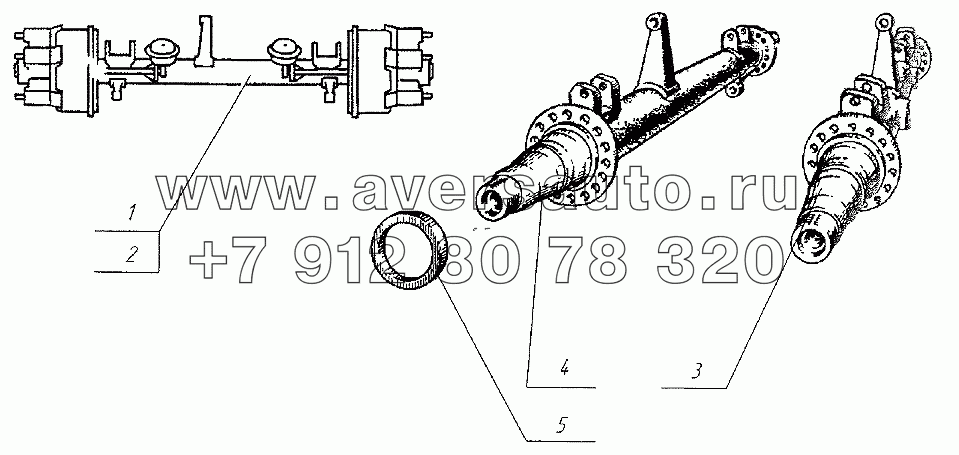 Ось со ступицами и тормозами 96741-2410002, 96741-2410003