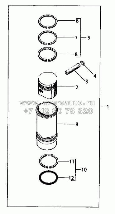 CRANKSHAFT, PISTONS AND CONNECTING RODS