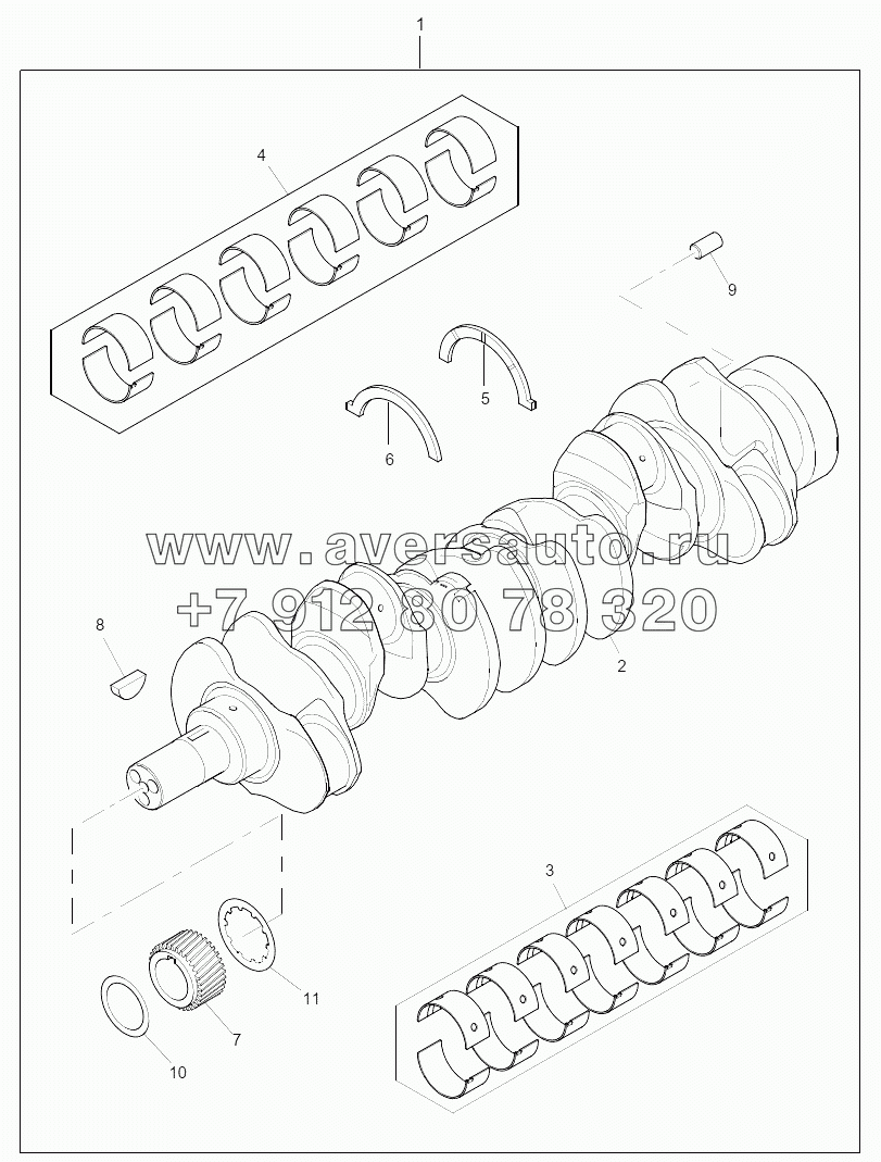  ACHP0010 Crankshaft, Main and Big End Bearings (From Engine Number U030233V) Plate B